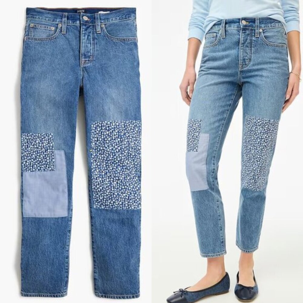 J. CREW FACTORY PREMIUM EDITION SLIM BOYFRIEND PATCHWORK JEANS - SIZE 31